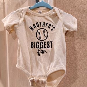 Brother's Biggest Fan baseball short sleeve bodysuit onesie (VGUC)
